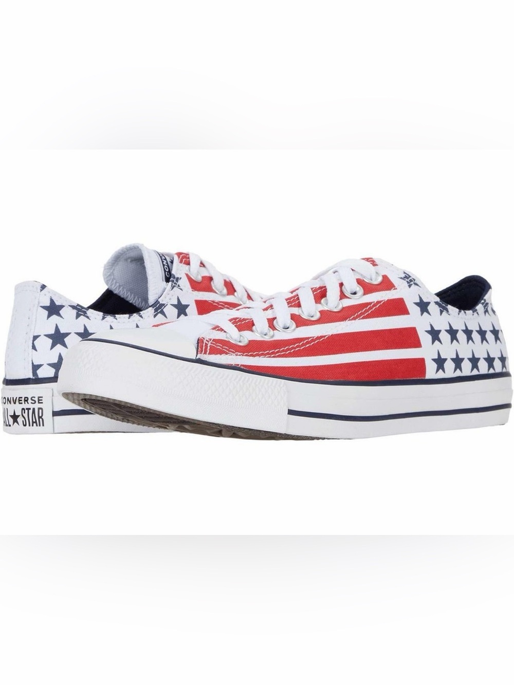 Converse Sneakers White Red Blue American Flag Print